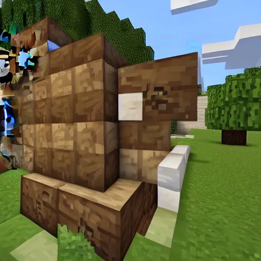 Image similar to minecraft steve breaking into a house with a diamond pickaxe