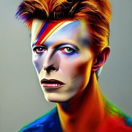 Image similar to high quality high detail painting by david bowie, hd, portrait, dramatic lighting