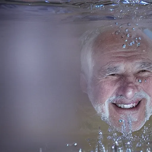 Image similar to a smiling old man seen through water