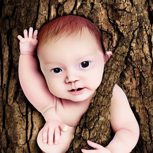 Image similar to baby on a tree, photorealistic, detailed