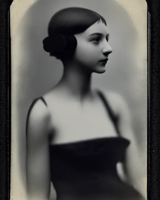 Image similar to [ [ [ [ [ [ tintype ] ] ] ] ] ] black and white dreamy young beautiful female artificial intelligence, metropolis, cinematic, rim light, bokeh, photo - realistic, elegant, high detail, 8 k, masterpiece, photo taken in 1 9 3 0