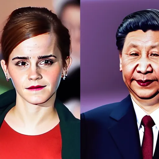 Prompt: emma watson yelling at xi jinping