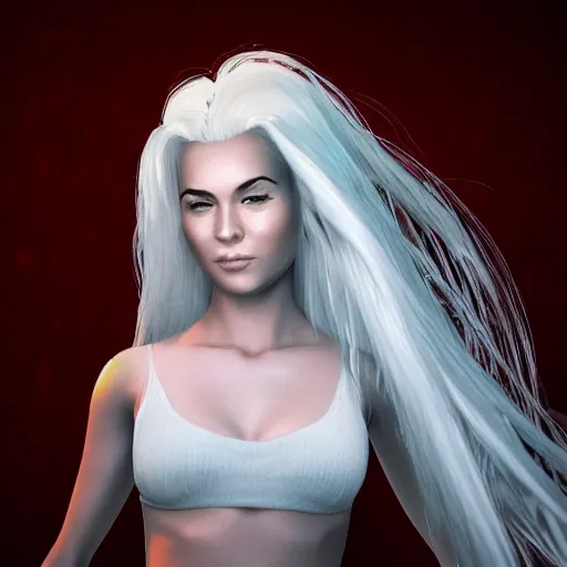 Prompt: photorealistic girl with white hair and the power of lightning