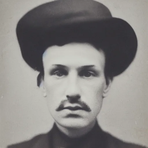 Image similar to close up photo portrait of a 19th male detective by Diane Arbus and Louis Daguerre