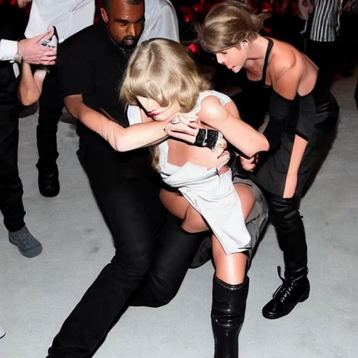 Image similar to taylor swift beating kanye up