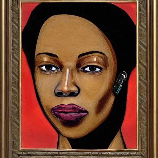 Image similar to a portrait of a female android by sonia boyce