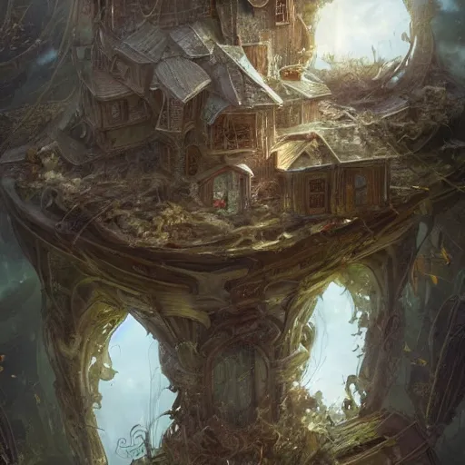 Image similar to person made of windows and doors and a roof, complete house with Central nervous,background fine lines by ellen jewett, tomasz alen kopera and Justin Gerard