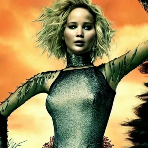 Prompt: promo photo of Jennifer Lawrence starring as Elize Scissors in a 2029 remake of Edward Scissorhands