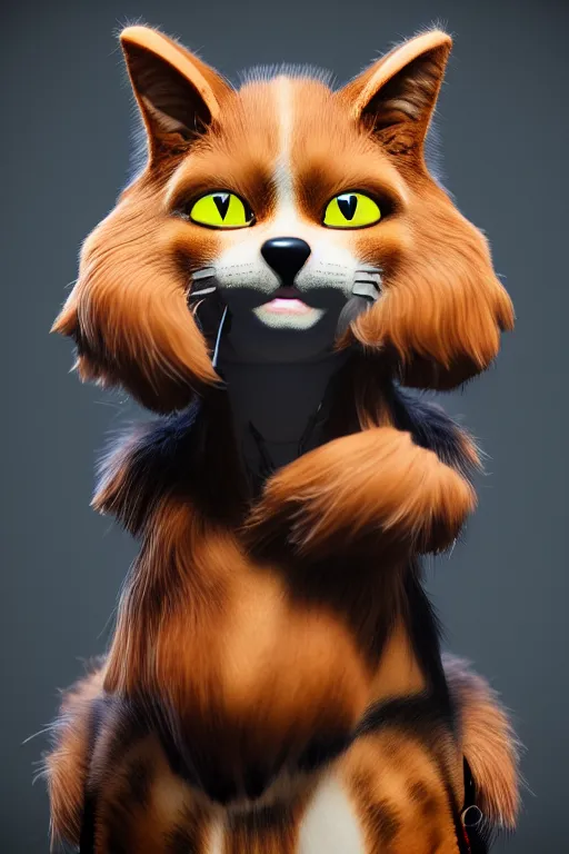 Image similar to epic painting of a cat mixed with a dog, very detailed, ultrarealistic, dramatic lighting, electrical details, high details, 4k, 8k, trending on artstation, fur, groom, k9 catdog, unreal engine 5