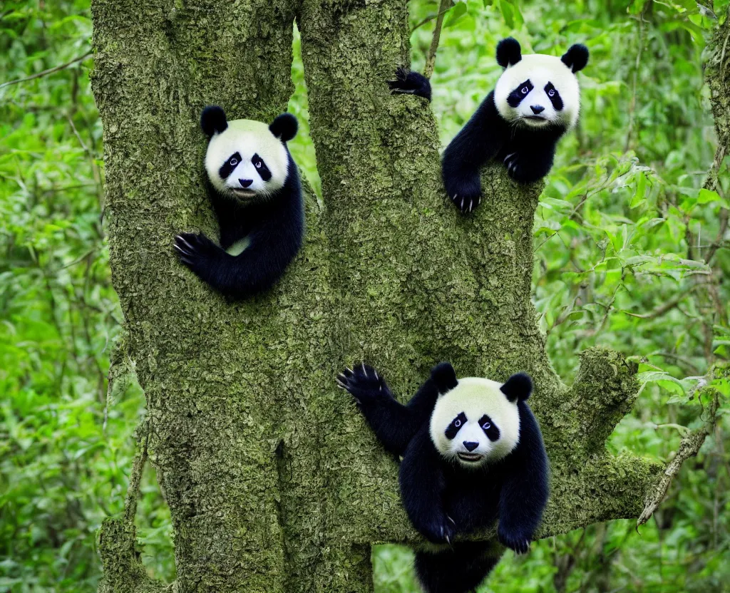 Prompt: Green panda in the wild, National Geographic photography