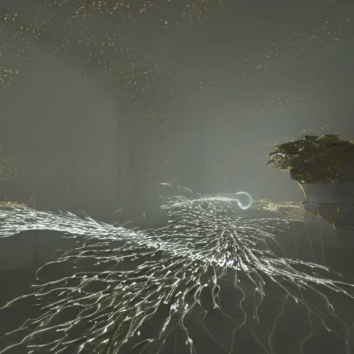 Image similar to confluence of the spirits, atmospheric lighting, 8 k, intricate, particles, compute shader, portfolio