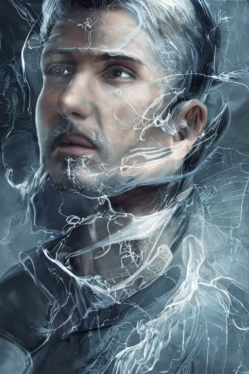 Image similar to elaborately ultradetailed close up portrait of a pretentious heart surgeon and nature enthusiast, digital art painting, concept art, poster art, smooth, sharp focus, Aetherpunk, atmospheric lightning, highly detailed illustration highlights, Exquisite 8K detail post-processing, award winning picture, sense of awe, featured on DeviantArt