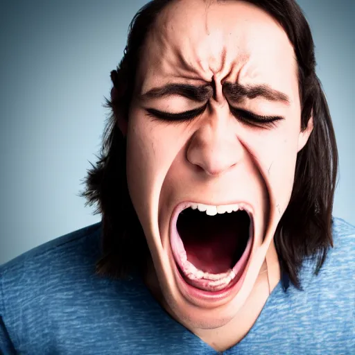 Image similar to photo of generic human face screaming in pain