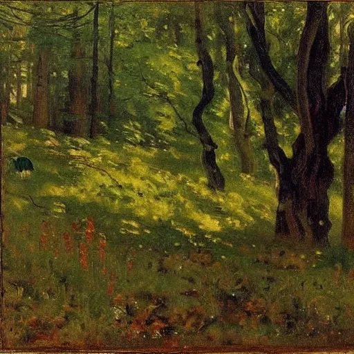 Image similar to aphex twin on the forest by harriet backer