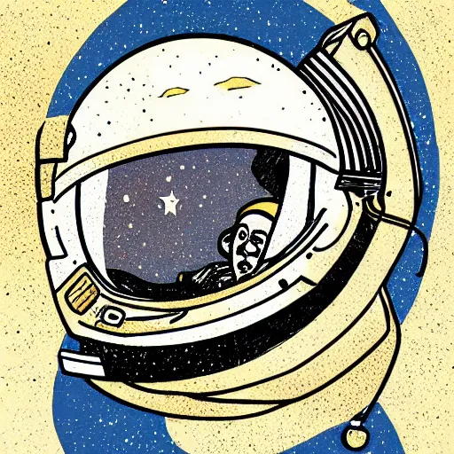 Image similar to Ben Lawson illustration of an astronaut drifting in space staring at the earth