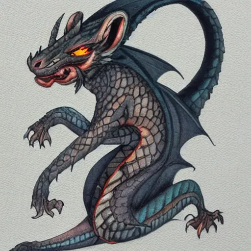 Prompt: dragon mouse, epic pose, fine art