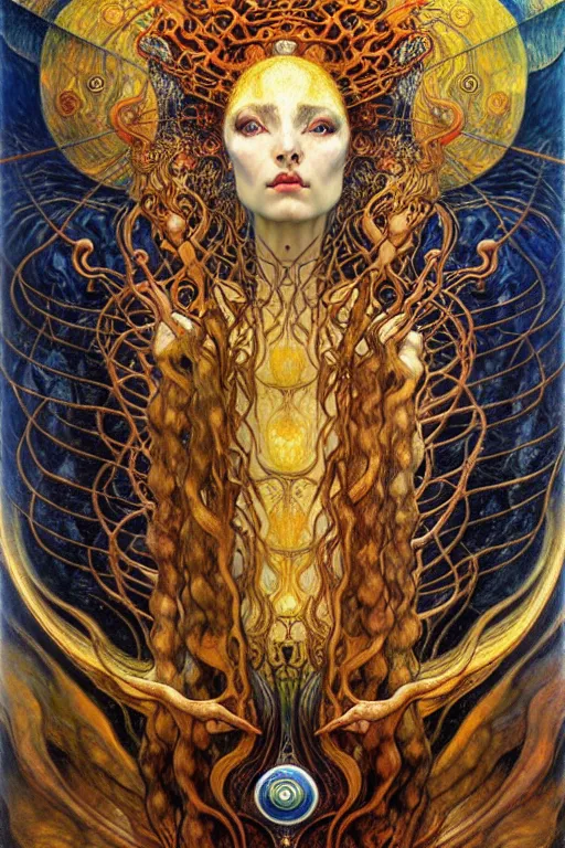 Image similar to Divine Chaos Engine by Karol Bak, Jean Delville, William Blake, Gustav Klimt, and Vincent Van Gogh, symbolist, visionary