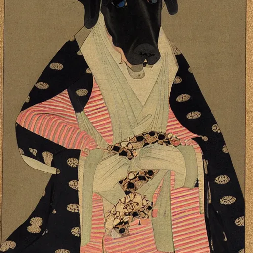 Prompt: Dóberman, Itō Jakuchu, 1790