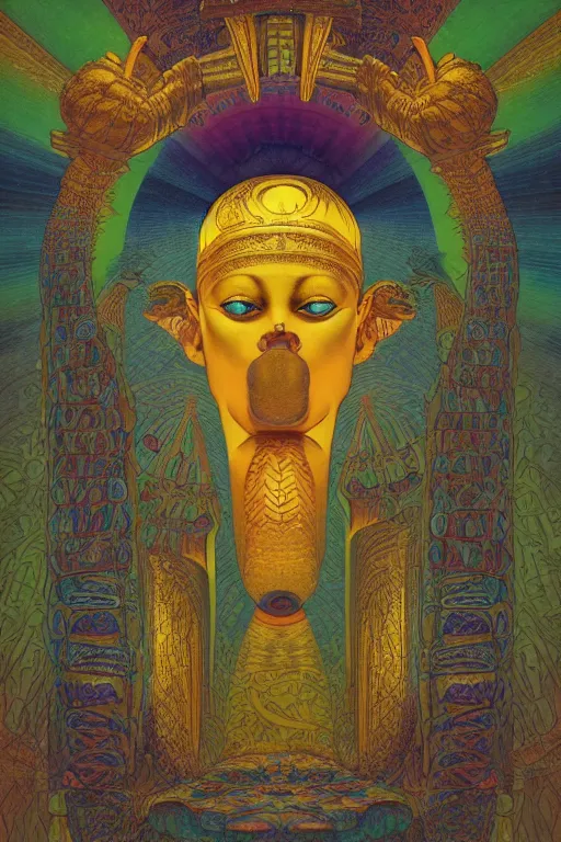 Image similar to beautiful egyptian crocodile headed god by maxfield parrish, mandala, coherent design, symmetrical, vivid colors, digital watercolor ink illustration painting, complementary color, golden ratio, detailed, sharp lines, sharp focus, intricate, rainbowshift, artgerm, gustave dore, alphonse mucha, octane render