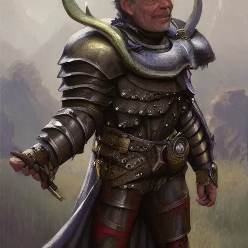 Prompt: barney from barney kids show as a realistic fantasy d & d knight, closeup portrait art by donato giancola and greg rutkowski, digital art, trending on artstation