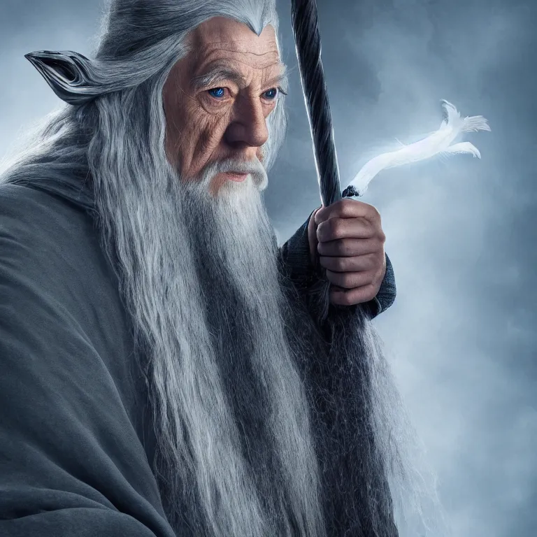 Prompt: Gandalf the Gray as a raven, 4k