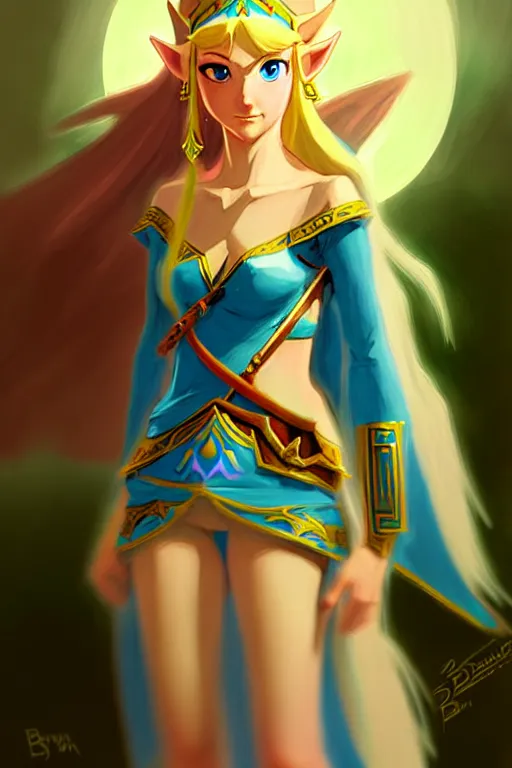 Prompt: princess zelda by bayard wu