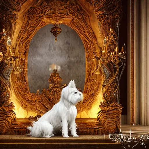 Prompt: west highland terrier, fairy tale, stunning, surrounding cinematic light, hyper detailed, ornate and intricate, 4 k cinematic octane render