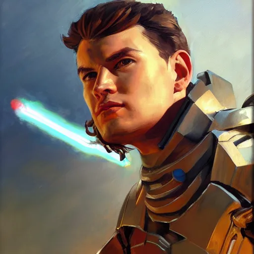 Image similar to greg manchess portrait painting of armored anakin skywalker as overwatch character, medium shot, asymmetrical, profile picture, organic painting, sunny day, matte painting, bold shapes, hard edges, street art, trending on artstation, by huang guangjian and gil elvgren and sachin teng