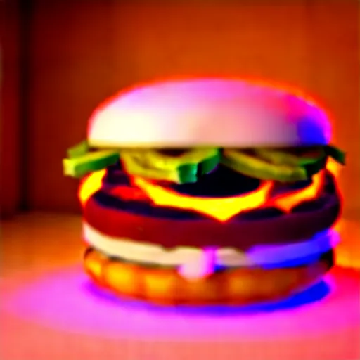 Image similar to a cat / burger hybrid, with fries, volumetric lighting, 4 k