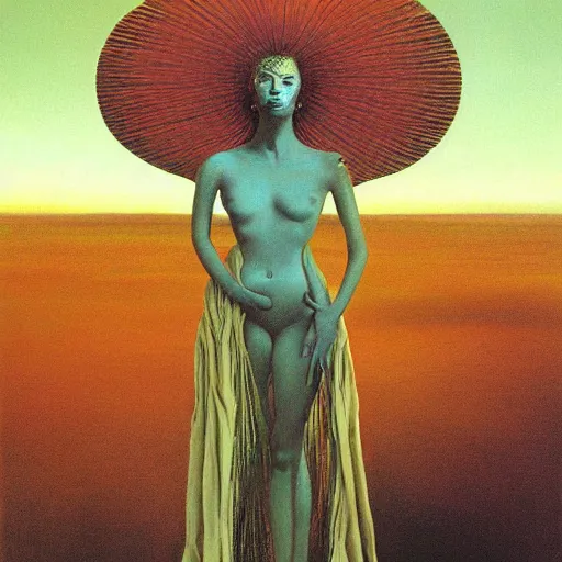 Image similar to the queen of the sun by salvador dali and zdzisław beksiński, oil on canvas