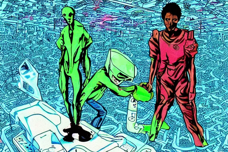 Prompt: advanced alien technology submerged in translucent goo, in 1 9 8 5, y 2 k cybercore, in the style of tyler mitchell