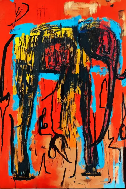 Prompt: elephant in the style of jean michel basquiat