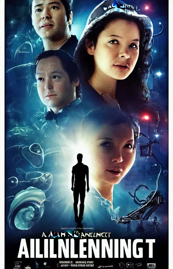 Prompt: a movie poster of ai : alien intelligence