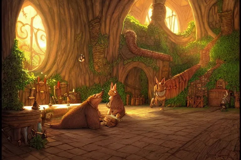 Prompt: an elaborate and detailed scene from the redwall abbey series by brian jacques, detailed, fantasy concept art, cinematic lighting, beautiful