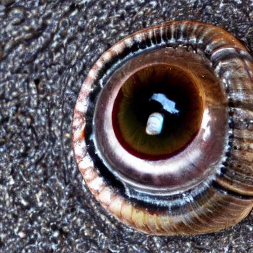 Image similar to a snail with an eyeball for a shell