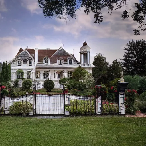 Prompt: a small house beside a mansion separated by a wall of money