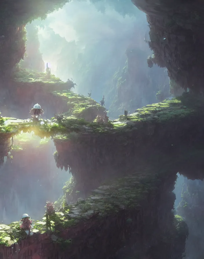 Image similar to made in abyss concept art wlop James Jean Marc Simonetti trending on artstation hyperdetailed Unreal Engine 4k 8k ultra HD