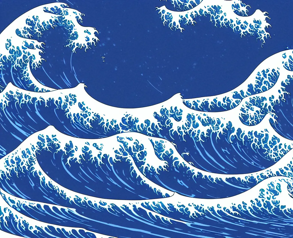 Image similar to pipeline breaking waves, halls of space by ben wanat ; ultra - realistic 3 d depth shading ; third reef pipeline by katsushika hokusai