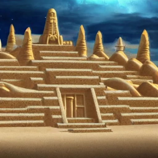 Image similar to A temple made of sand, in the style of Avatar: The Last Airbender