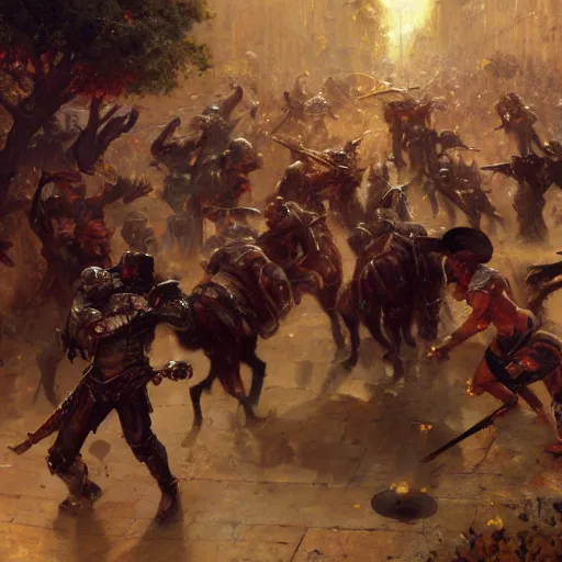 Image similar to knight fighting a mob of zombies, close angle, painting by gaston bussiere, craig mullins, j. c. leyendecker, 4 k, 8 k, trending on artstation, artstationhd, artstationhq, highest detail