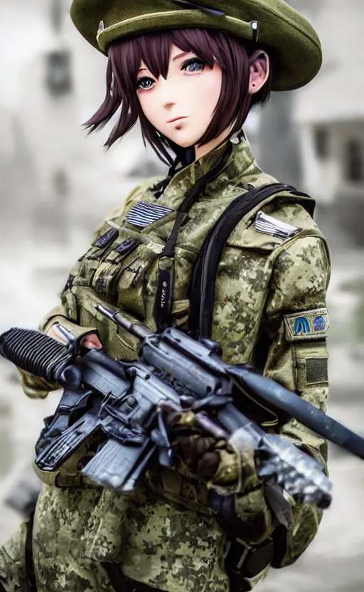 Prompt: portrait photo, highly detailed, high resolution, cosplay photo, stunning, girls frontline style, bokeh soft, shot on 70mm, zenithal lightning, trending on instagram, by award winning photographer, realistic human anatomy, real human faces, realistic military carrier, soldier clothing, modern warfare, empty hands, shot with a canon, low saturation, soldier clothing