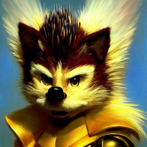 Image similar to a portrait of a super sonic the hedgehog. highly detailed painting by gaston bussiere, craig mullins, j. c. leyendecker, furry