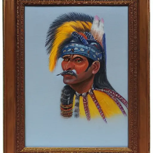 Prompt: a portrait of a Indian warrior oil painting