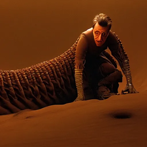 Prompt: photo of Steve buscemi as a sandworm from Dune, sharp lighting, high contrast