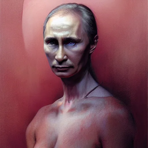 Image similar to vladimir putin in women maid dress, horror, macabre art, stuning 3 d render, masterpiece, dark, by donato giancola and greg rutkowski and wayne barlow and zdzisław beksinski, realistic face