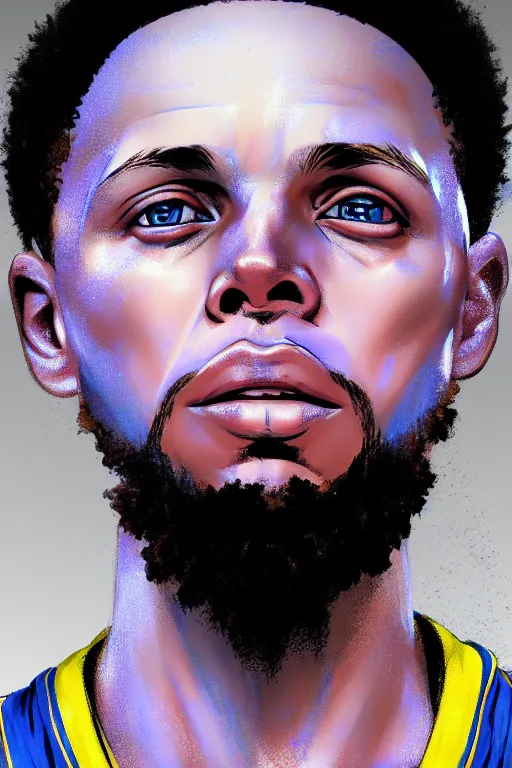 Image similar to stephen curry, manga cover art, detailed color portrait, artstation trending, 8 k, greg rutkowski