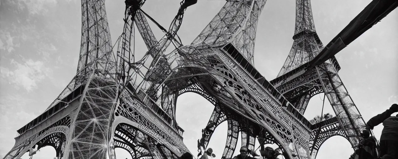 Prompt: construction of the eiffel tower with spaghetti, canon 1 0 mm, photography, film, kodachrome