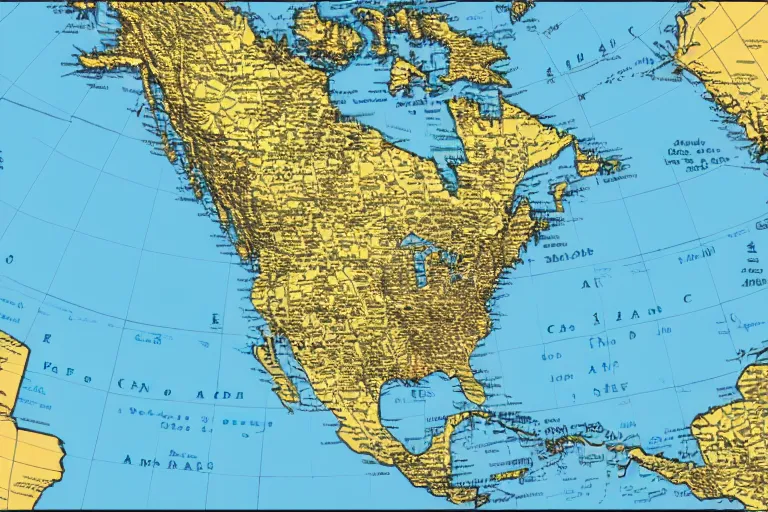 Prompt: a map of north america with labels, intricate, 4 k