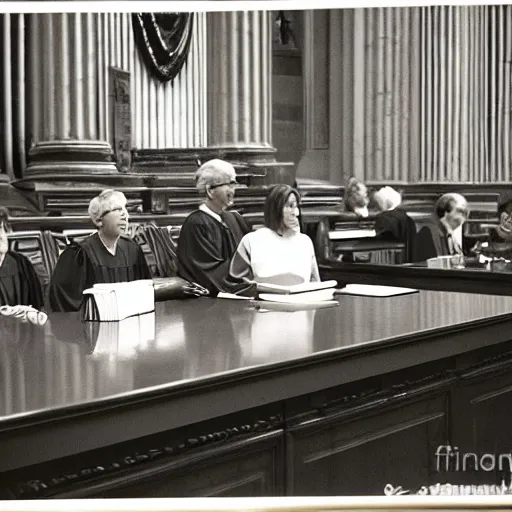 Prompt: Jack Sparrows first day on the bench of the Supreme Court, 35mm film