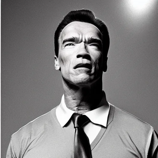 Image similar to Arnold Schwarzenegger as a thin man, 8k, studio photo, studio lighting